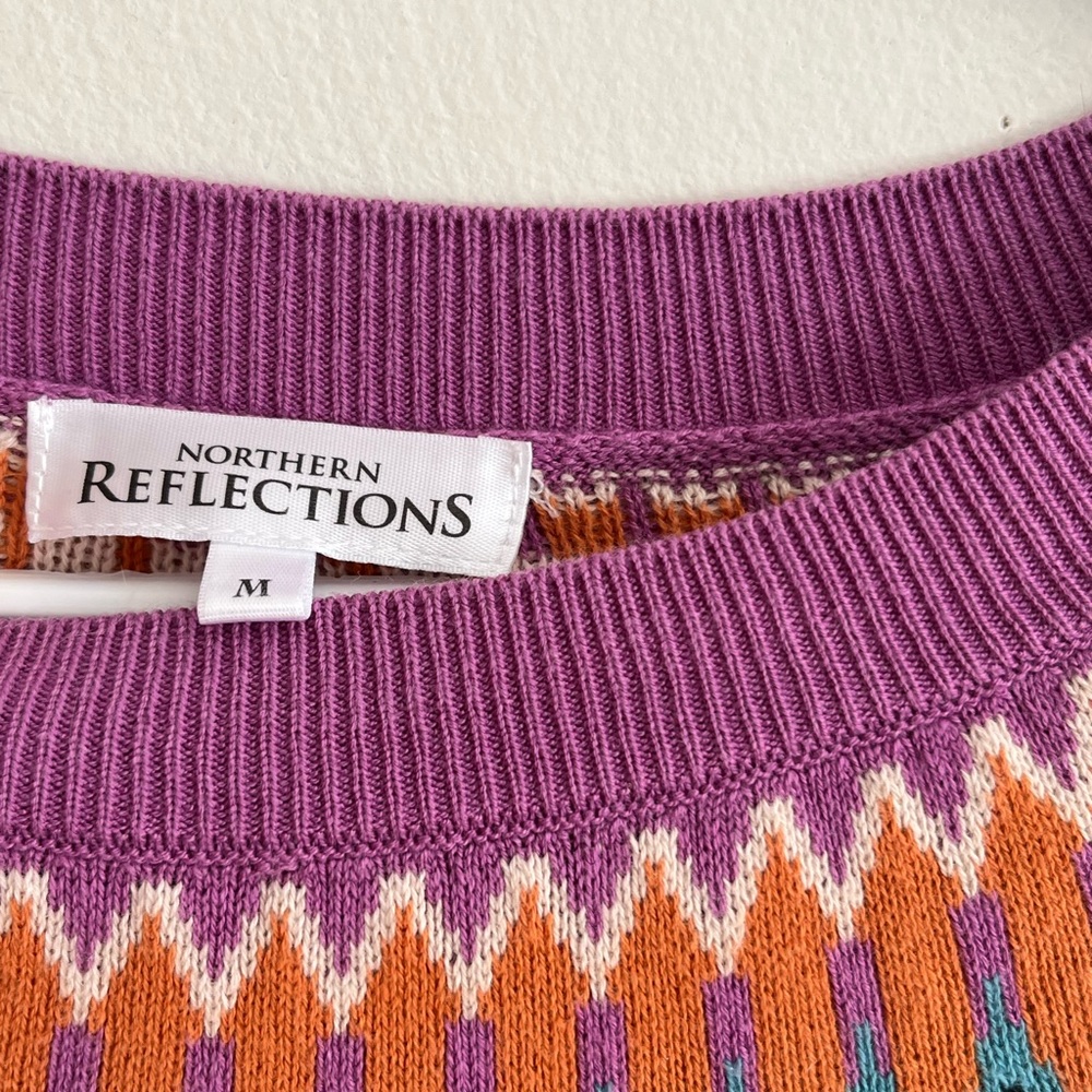 Northern Reflections Purple Sweater with Colorful Pattern - Medium - Picture 2 of 3